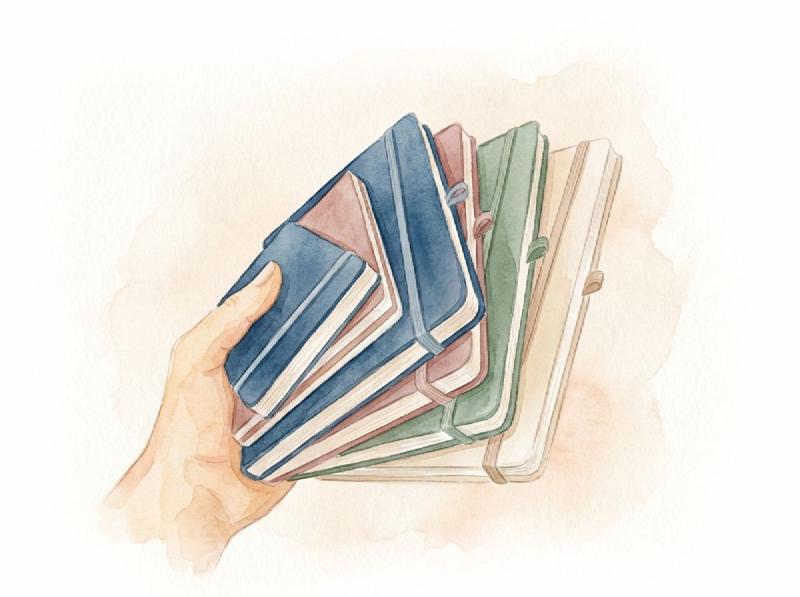 Person holding green and black books