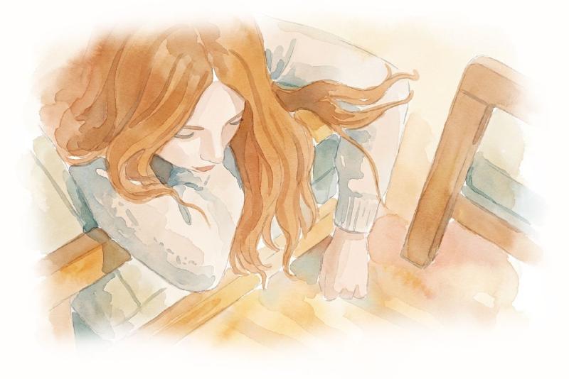 Woman lying on a bed